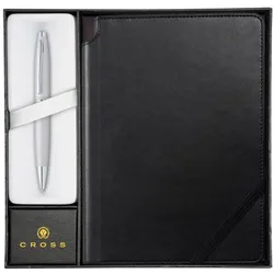 Cross, Schreibstifte, Kugelschreiber Calais mattchrom + Notizbuch schwarz (1x)
