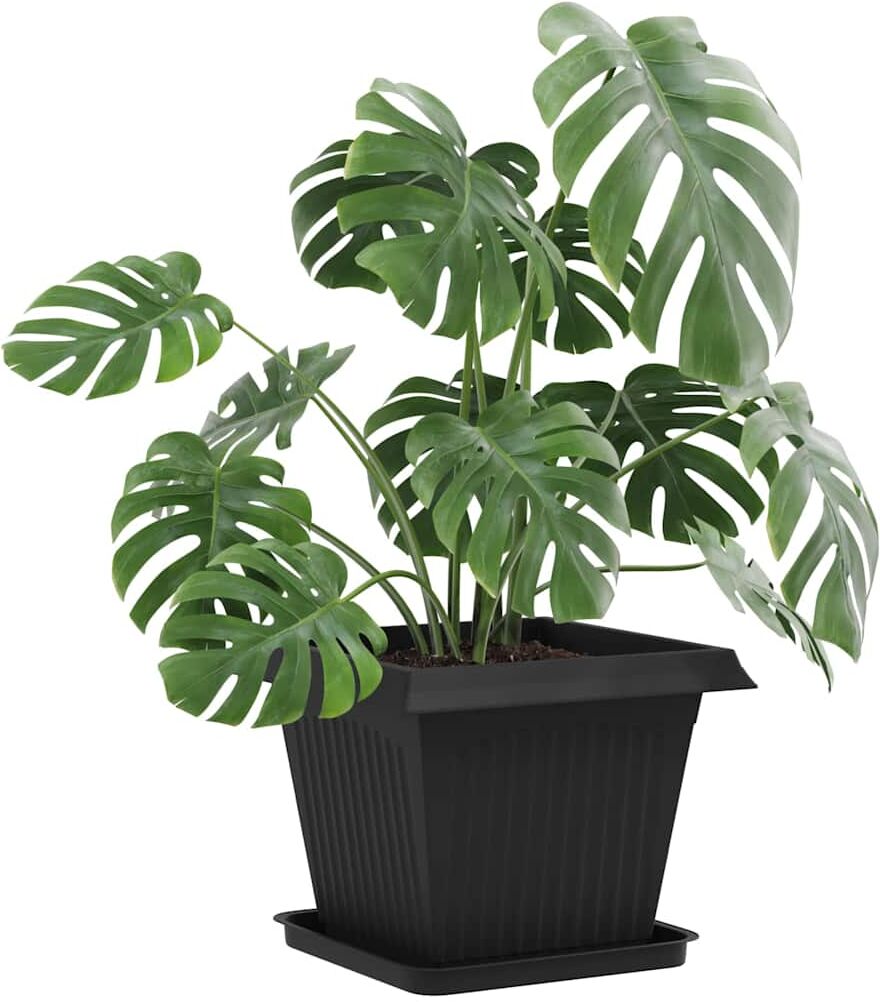 vidaXL Plateau carré à fleurs 6 pc Noir 36 x 36 x 3 cm Plastique