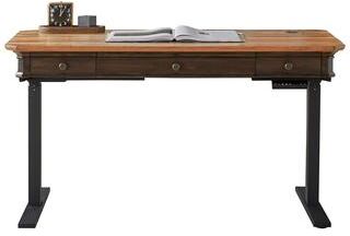 Martin Furniture Executive Electric Sit/Stand Desk With Solid Plank Top, Brown