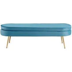 SalesFever Sitzpouf | oval | Samt | B 142 x T 45 x H 41 cm | Blau