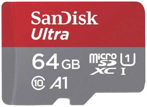 SanDisk microSDXC Ultra 64GB (A1/UHS-I/Cl.10/140MB/s) + Adapter "Mobile" microSDXC-Karte 64 GB A1 Application Performance Class, UHS-Class 1