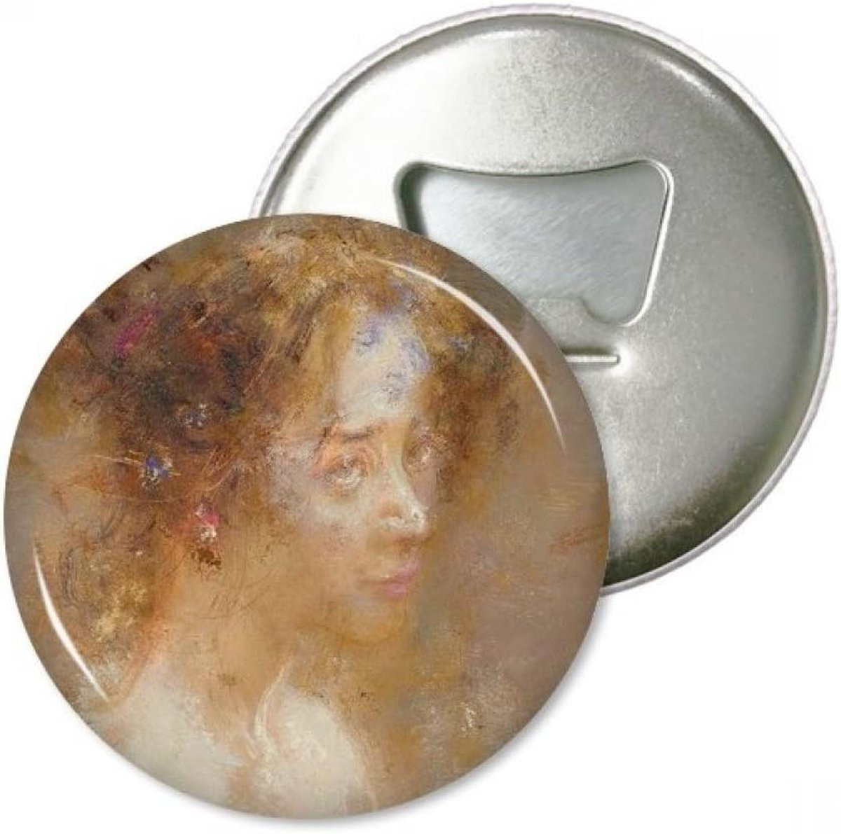 DIYthinker Set van 3 ronde flesopeners met olieverfschilderij motief en koelkastmagneet