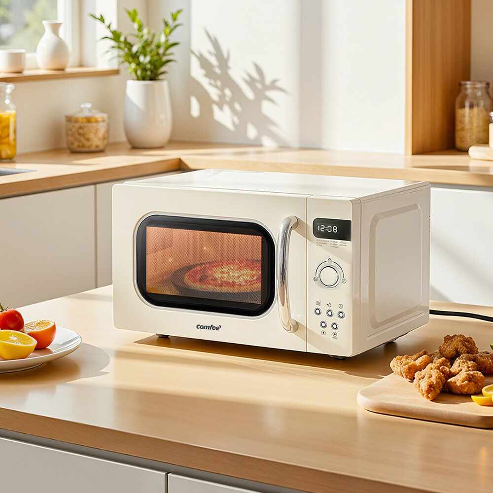 Comfee 44cm 20m³ L 800W - Watt Smart External Countertop Microwave with Sensor Cooking and Air Frying Capability Cream 25.8cm H X 44cm W X 35.7cm D