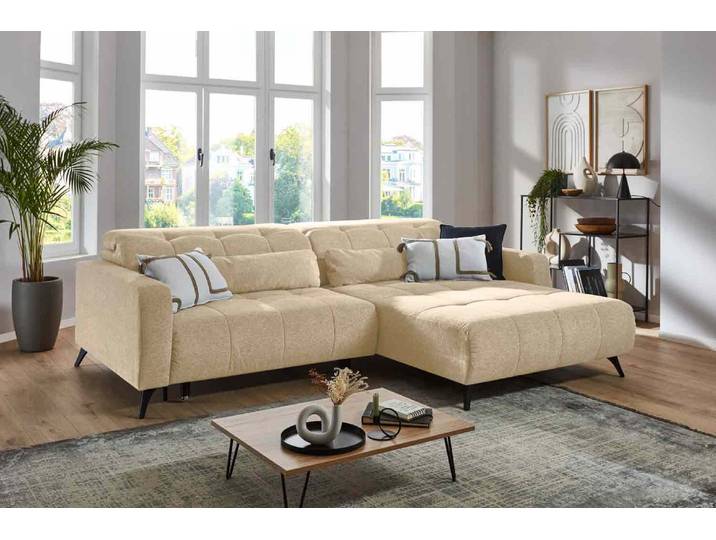 Ecksofa mit Motor & XXXL- Sitzvorzug Stoff