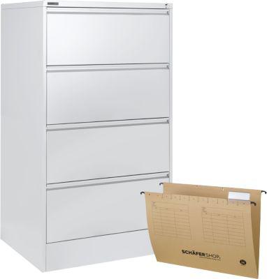 Schäfer Shop Select Hängeregistraturschrank, zweibahnig + 50 Hängeregistraturmappen gratis
