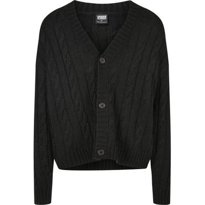 Cardigan URBAN CLASSICS "Urban Classics Herren Boxy Cardigan", Herren, Gr. XXL, schwarz, 100% Polyacryl, unifarben, oversize, V-Ausschnitt, Strickjacken