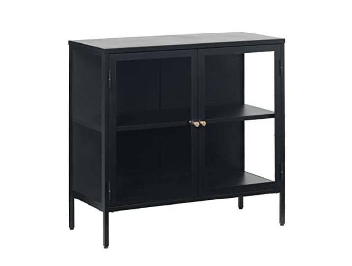 möbelando Vitrine >Carmel< (B/H/T: 90x85x40 cm) in Metall Schwarz Lackiert