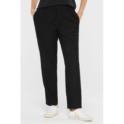Cordhose SENSES.THE LABEL, Damen, Gr. S, Normalgrößen, schwarz, Cord, Material: 100% Polyester, unifarben, relaxed fit lang, Hosen Cordhose, mit Elastikbund