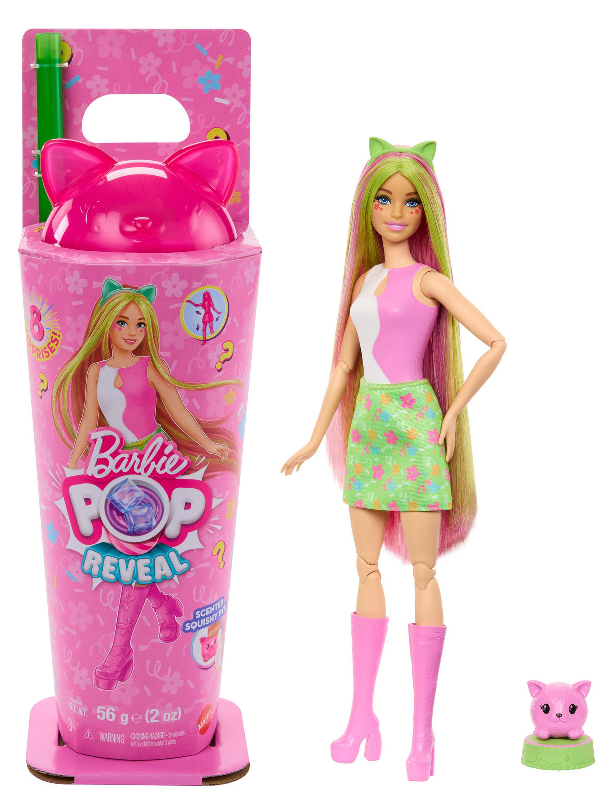 Barbie Pop! Reveal Shakes Serie - Konijnen-Barbie met Kitten Fashion Doll en Accessoires