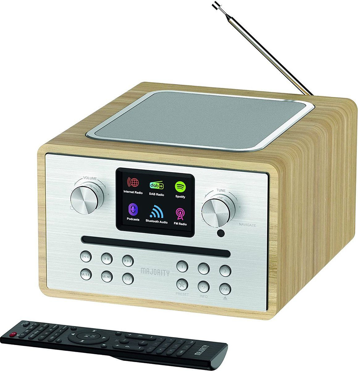 Majority Homerton 2 Internet Radio DAB FM Bluetooth CD Speler - Eikenkleur
