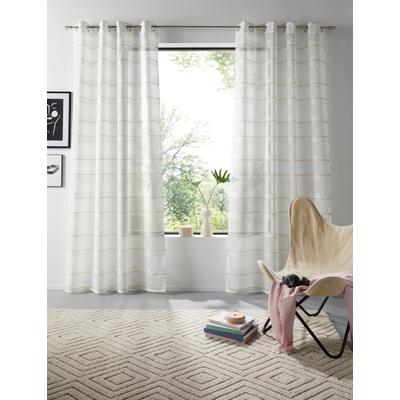 Gardine OTTO HOME "Sirii", weiß (beige), B:140cm H:245cm, Polyester, Polyester, Gardinen, Gardine, Halbtransparent, angenehme Haptik, mit Streifen, modern