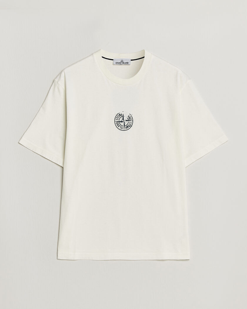 Stone Island Vertical Placement Print Cotton T-Shirt Ivory