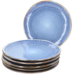 6er Set Dessert-/Kuchenteller 22cm Santorini reactive glaze blau - 24301848