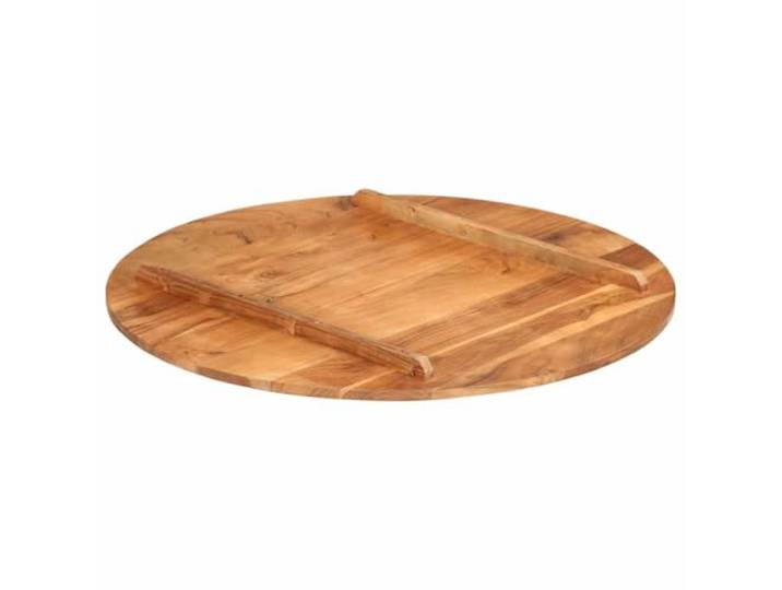 KTHLBRH Runde Tischplatte aus massivem Akazienholz, 80 cm, 15-16 mm Poliertes Bernstein-Finish, zwei Holzhalterungen im Lieferumfang enthalten, für Restaurant, Bar, Hotel