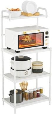 Costway 4-Tier Kitchen Storage Baker Microwave Oven Rack Shelves-White