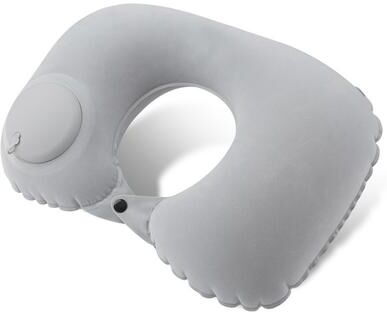 Perfect Picks Market Inflatable Flocking Neck Pillow For Travel & Camping Comfort grey
