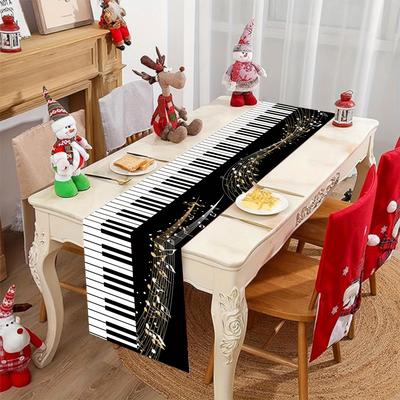 Elegant Piano Keys Table Runner Washable Music Decor For Home & Parties Elegant Piano Keys Table Runner Washable Music Decor For Home & Parties