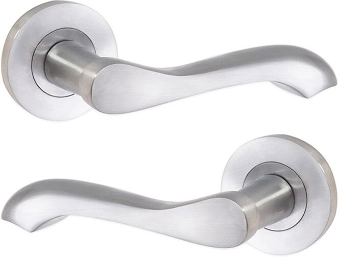 Spira Brass Camila Lever Door Handle Satin Chrome 6.2cm H X 5.2cm W