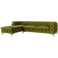 ECKSOFA Chesterfield Laura Olive Samt