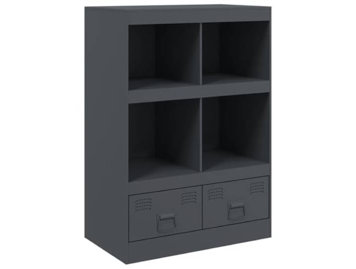 GFMGUEMV Highboard Anthrazit 67x39x95 cm Stahl Schrank Kaltgewalzter Stahl, 2 Griffe, pflegeleicht, viel Stauraum, stabil