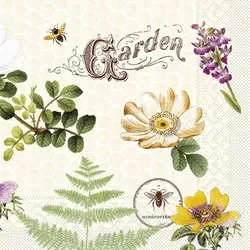 Mank Serviette Tissue Bee-Keeping, 33 x 33 cm, 100 Stück - Bienen Blumen Blüten Natur
