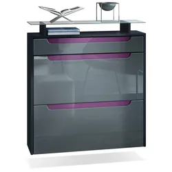 SCHUHSCHRANK Annie Grau Hochglanz / Brombeer Hochglanz