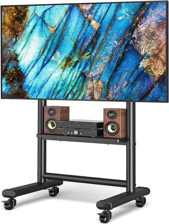 TV-Ständer - Mobiler Ständer - Für Fernseher - Höhenverstellbar - Für Bildschirme von 50-86 Zoll - Schwarz