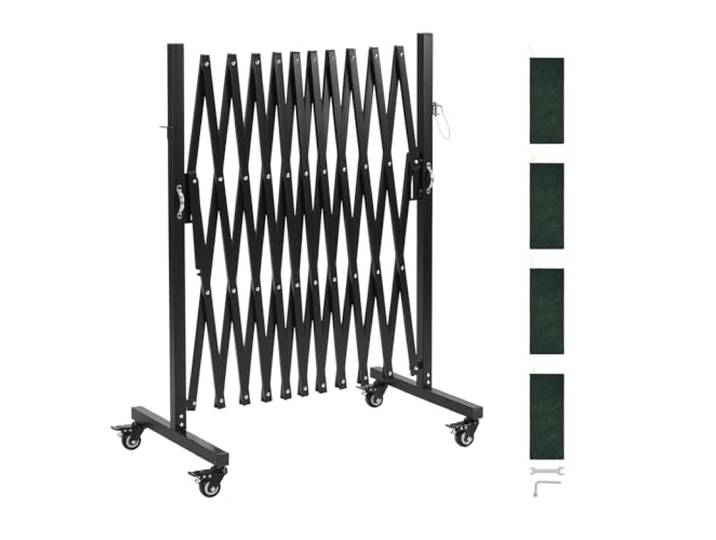 VEVOR Barrière de Sécurité Extensible 3\,37 m Barrière Accordéon Mobile Clôture Pliable pour Terrasse\, Jardin\, Escaliers\, Intérieur\, Métal\, Portable\, avec Roulettes Verrouillables\, Peu Encombrant\, Noir