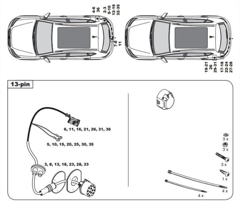 FAISCEAU SPECIFIQUE 13 BROCHES POUR SEAT ATECA AVEC CODE EQUIPEMENT 1D8 (07/16-)