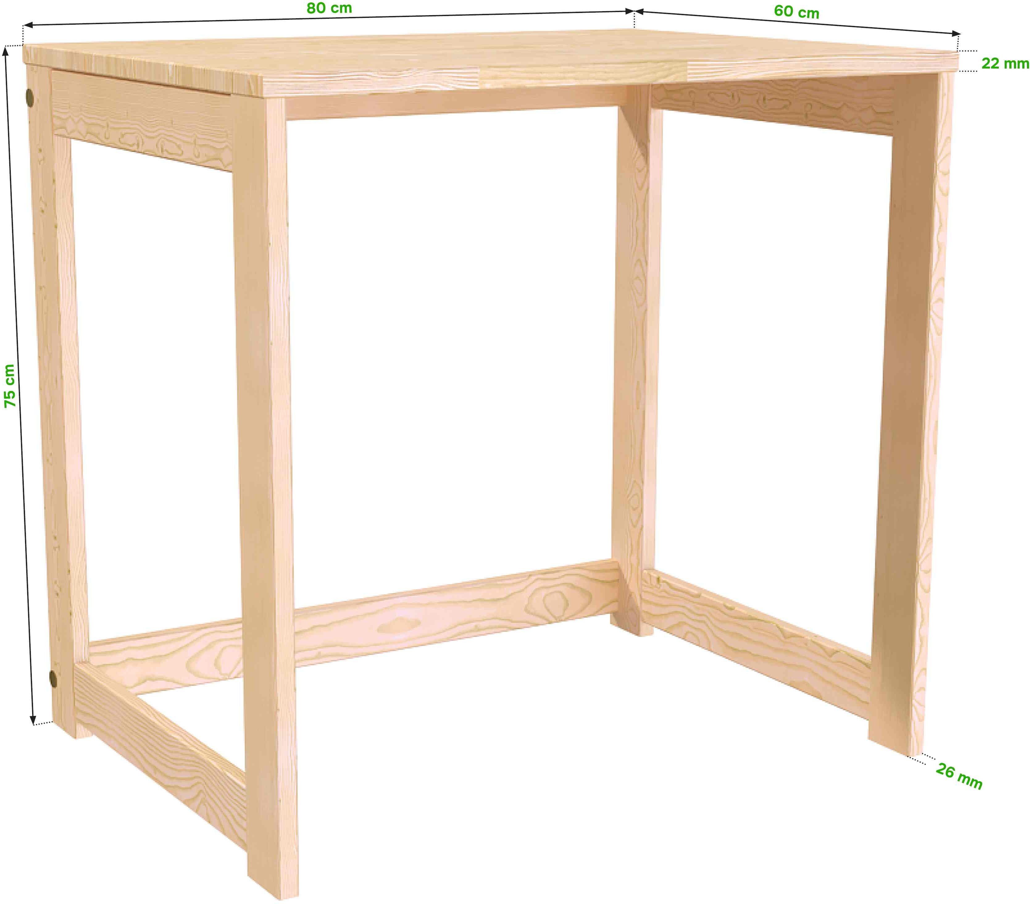 ABC MEUBLES Schreibtisch aus massivholz Alban - Roh (ohne Lack)