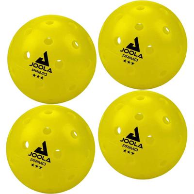Pickleball JOOLA "Primo Ball (4PC)", gelb (gelb, schwarz), Bälle, 26 g, Kunststoff, gelocht, B:7,4cm H:7,4cm T:7,4cm Ø:7,4cm
