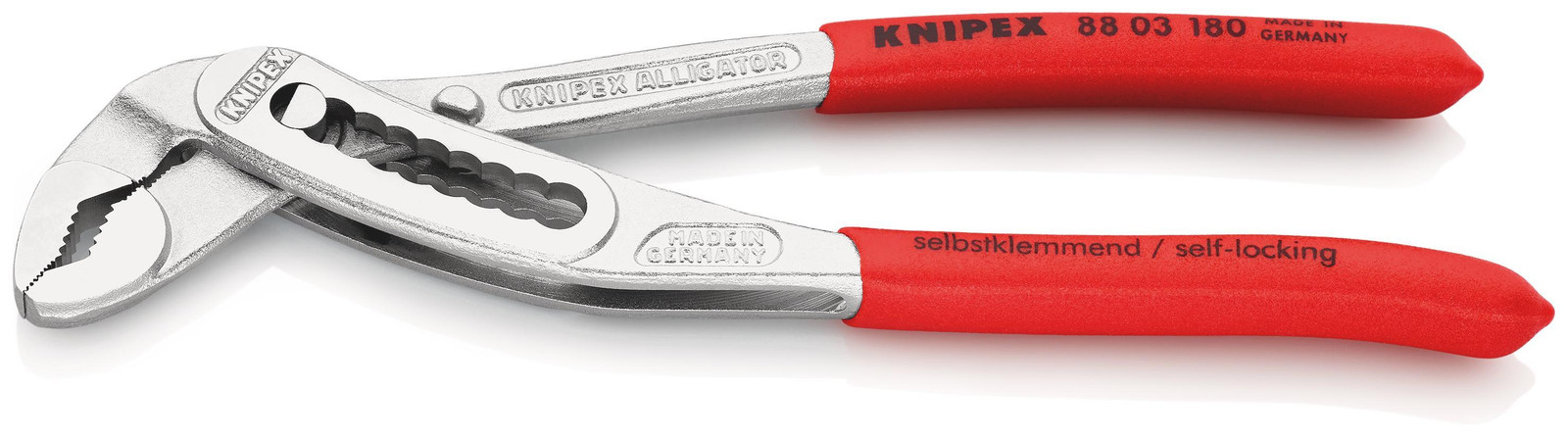 Knipex waterpomptang alligatorvorm verchroomd met ergonomische handgrepen 88 03 180