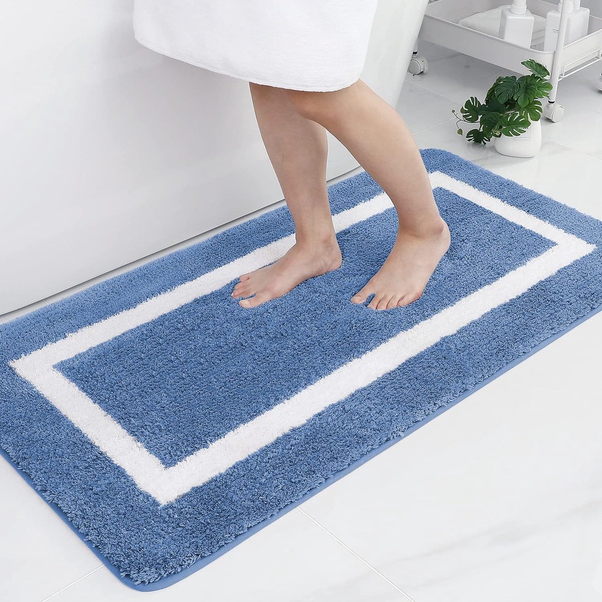 Homaxy Microvezel Badkamertapijt - Blauw - 60 x 120 cm - Zacht, Pluizig en Antislip