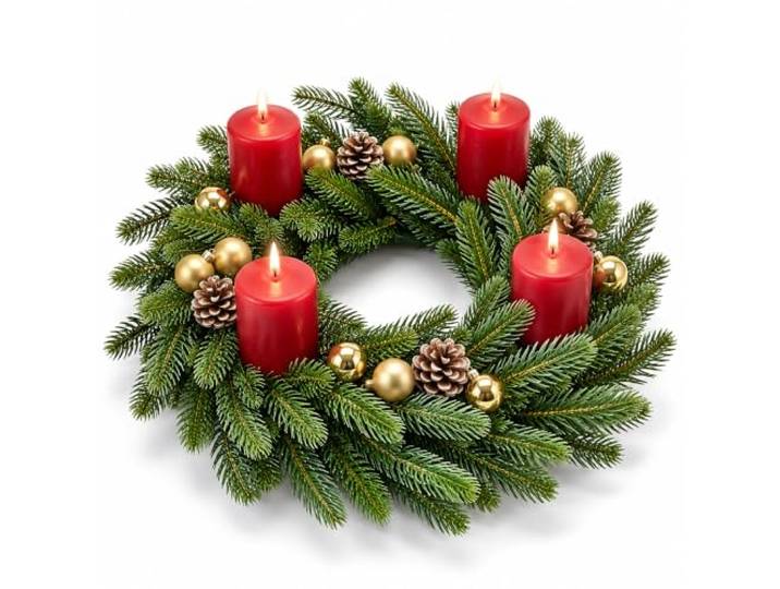 Relaxdays Couronne de l'Avent\, ø 60 cm\, verte Décoration de porte de Noël\, sapin artificiel en PE moulé\, branches modelables\, H 8 cm\, fenêtre\, mur\, table