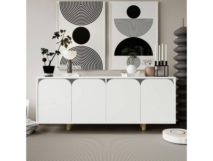 Buffet enfilade 180 cm - 4 portes VAREN - Blanc