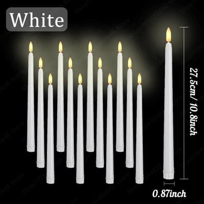 Uplifted Finds 12 To 108 Pcs Flameless LED Taper Candles Flickering Electric Faux Candlesticks For Wedding Church Decor white 12pcs