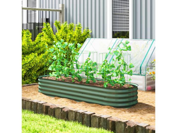 Outsunny Jardinière Carrée Acier Modulable 195x62x30cm Vert
