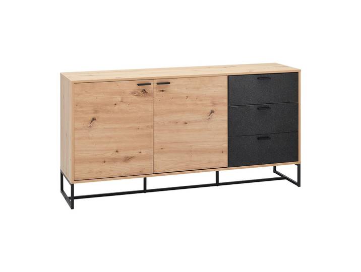 Sideboard Fosca Eichefarben/Schwarz MDF