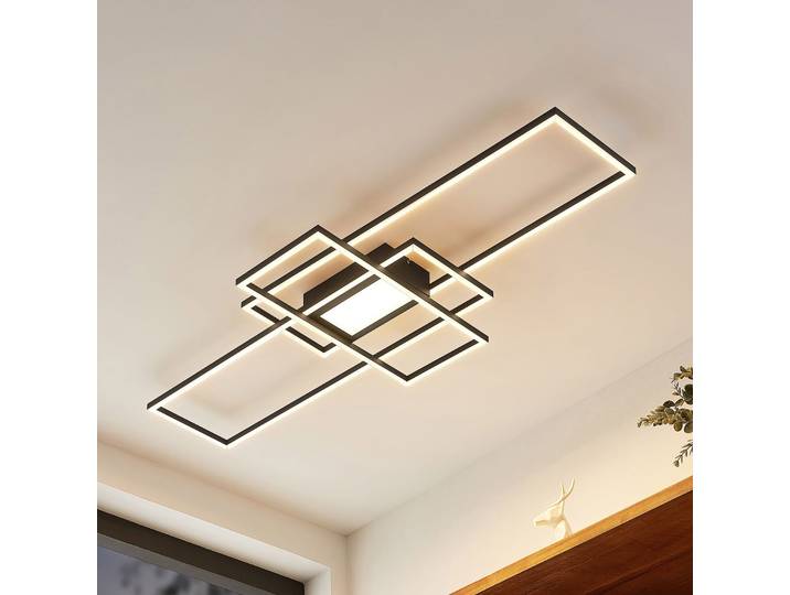 Caitlin LED Deckenleuchte Anthracite - Lindby Caitilin - Wohnzimmer - Modern - Metall - Eckig