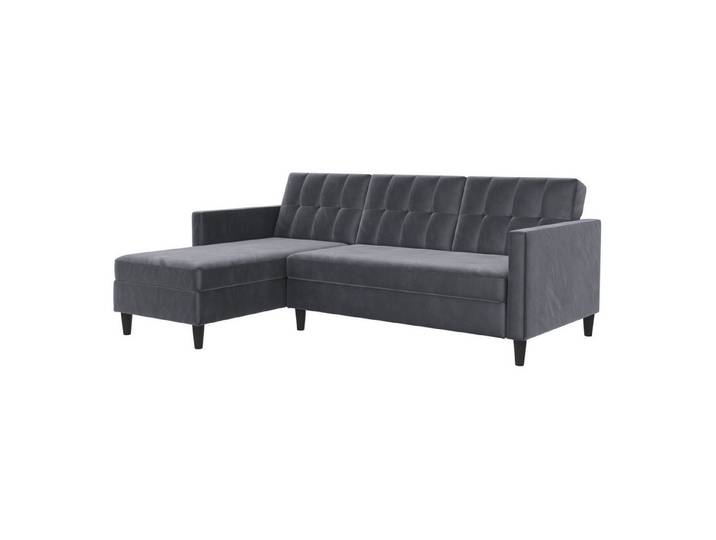 freiraum Schlafsofa Schlafsofa >Hannover< Bezug Samt grün, grau oder anthrazit - 213x82x15, in Anthrazit, Samt - 213x82x153cm (BxHxT)