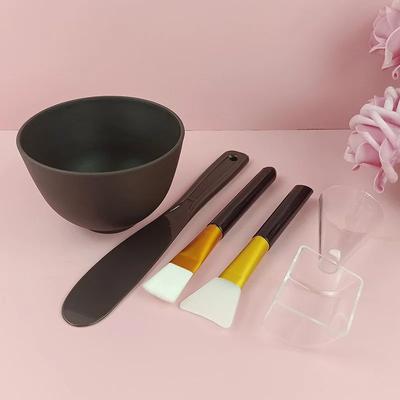 Inspired Living Silicone Face Mask Mixing Bowl Set With Brush & Spatula DIY Skincare Mixing Tools 5pcs black