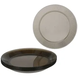 6x ToGo Kunststoff-Teller grau Ø 22,5 cm Camping Outdoor Picknick Kuchen