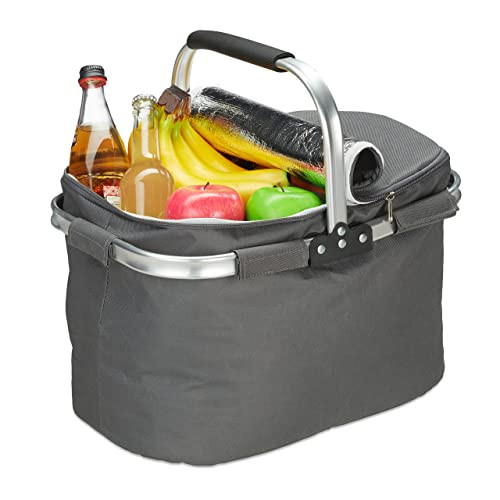 Relaxdays Boodschappenmand koeltas, grijs, 27 l