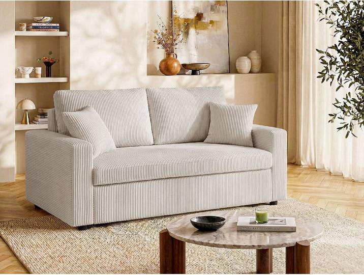 Schlafsofa 3-Sitzer - Cordstoff - Beige - INIZOR