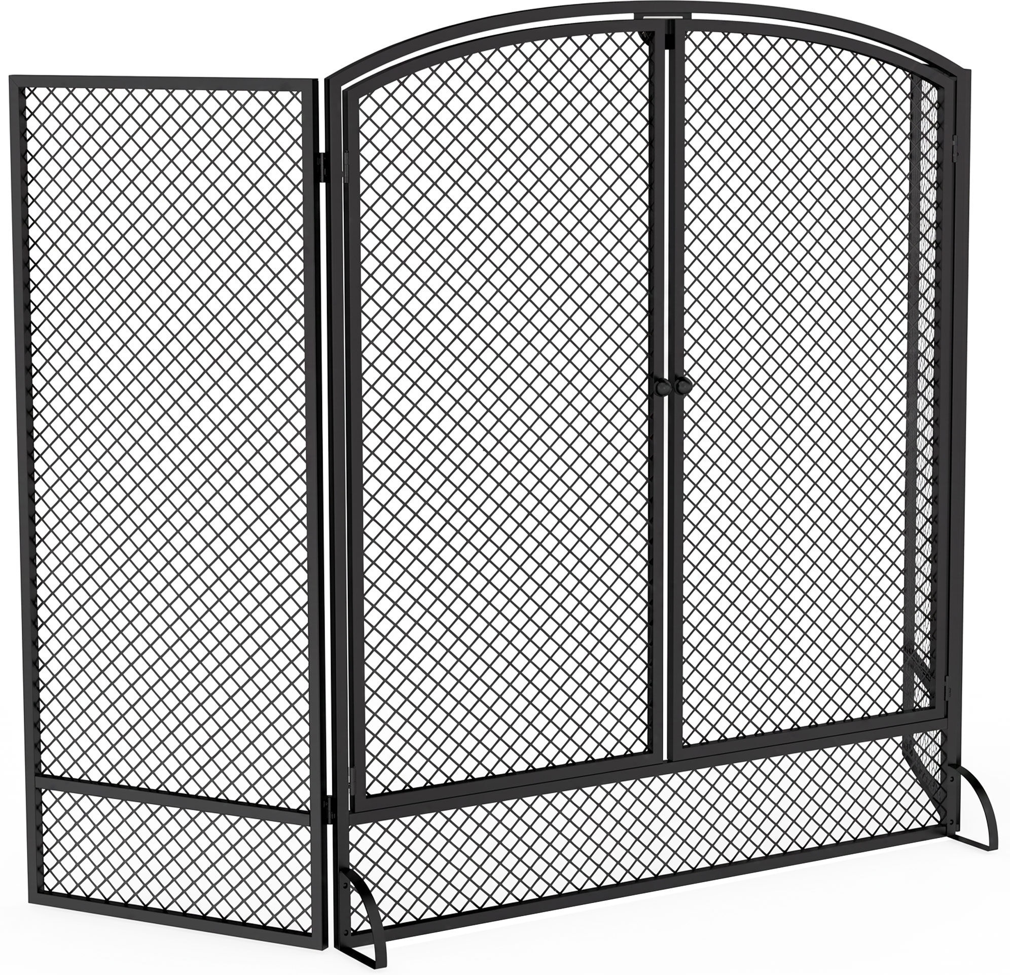 Homcom Parascintille per Camino Pieghevole a 3 Pannelli con 2 Porte, 122x10x75 cm, Nero   Aosom Italy