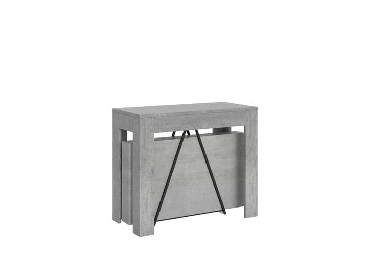 Console extensible effet béton gris 90x42/198 cm