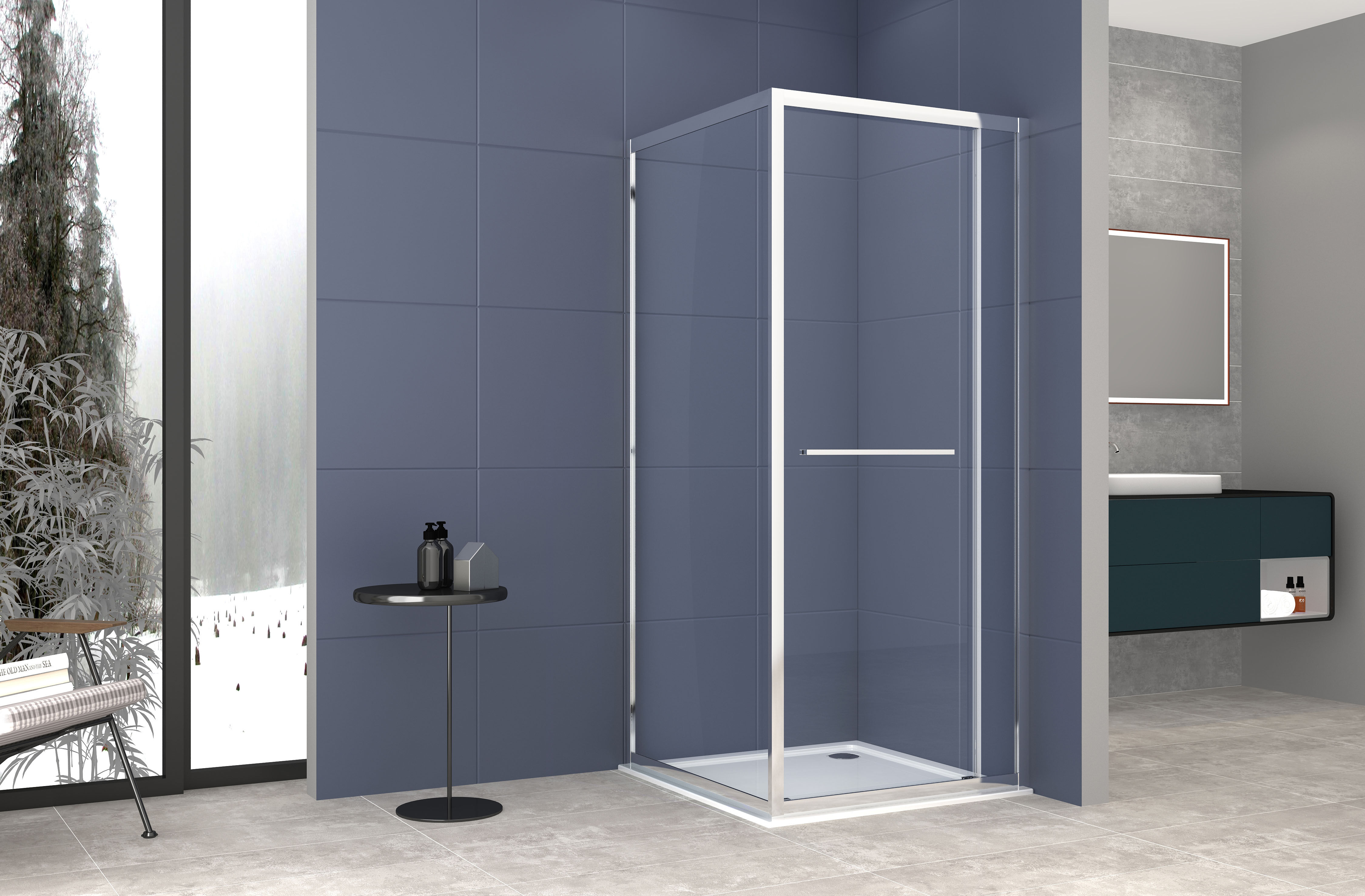Eckdusche SANOTECHNIK "Sanotechnik SlimLine Eckduschkabine chrom", transparent (chrom), B:90cm H:200cm, Duschkabinen, Eckdusche