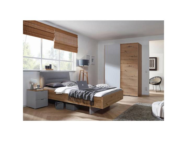 Stylife Jugendzimmer, Eiche, Hellgrau, 4 Fächer, 120x200 cm, Blauer Engel, Goldenes M, Made in Germany, Typenauswahl, Beimöbel erhältlich, umfangreiches Zubehör in verschiedenen Größen erhältlich,gepolstertes Kopfteil, Lattenrosthöhe individuell einstellbar, erhältlich,Typenauswahl, Soft-Close-System,Typenauswahl, Kinderzimmer & Jugendzimmer, Jugendmöbel, Komplette Kinderzimmer & Jugendzimmer
