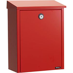 Allux Briefkasten 200, rot, aus Stahl, mit Zylinderschloss, Wandbriefkasten, 39 x 28 cm
