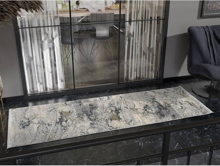 Tapis de couloir Auroras Marmorea 80 x 250cm Gris